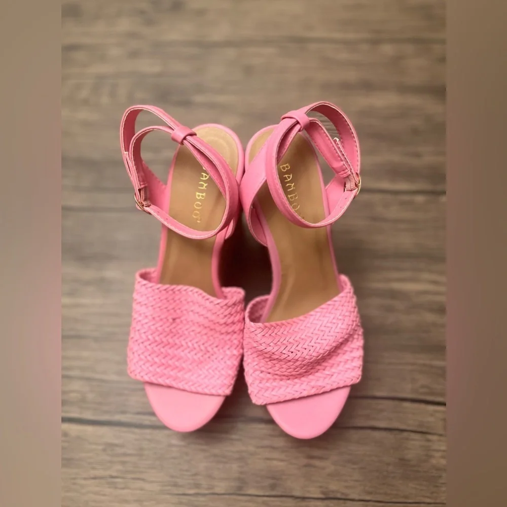 Bamboo Braided Wedge Sandals NWOT